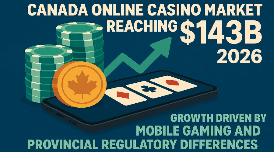 Canada online casino market reaching $143B in 2026 with growth driven by mobile gaming and provincial regulatory differences