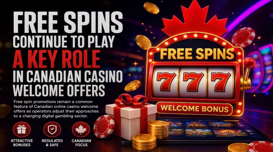 Illustration of free spins and Canadian online casino welcome bonuses