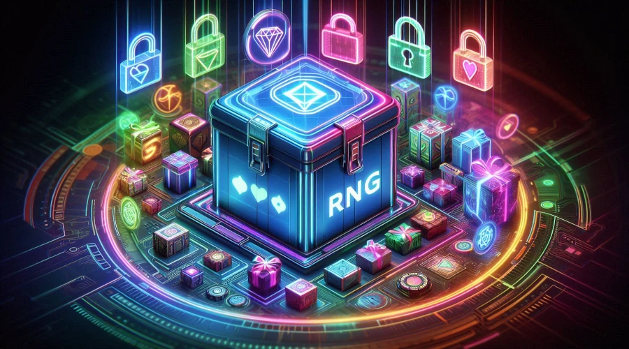 Illustration of loot boxes, gacha pulls, and RNG elements symbolizing safer gaming systems in 2026