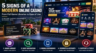 Modern online casino platform featuring game categories, mobile gaming, account tools, secure payments, and easy navigation for players.