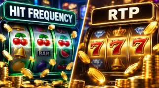 Comparison of hit frequency and RTP in online slot games showing how often winning spins occur compared to theoretical player returns