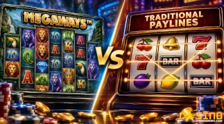 Megaways slot reels compared with traditional payline slot reels showing different ways to win and gameplay mechanics