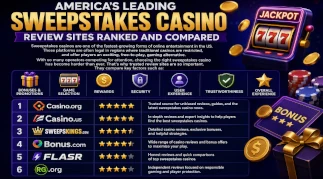 Ranked list of America’s leading sweepstakes casino review sites with comparison criteria and trust signals