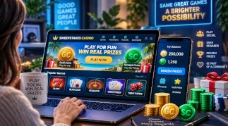Player using a sweepstakes casino platform featuring Gold Coins, Sweeps Coins, casino-style games, and prize redemption options