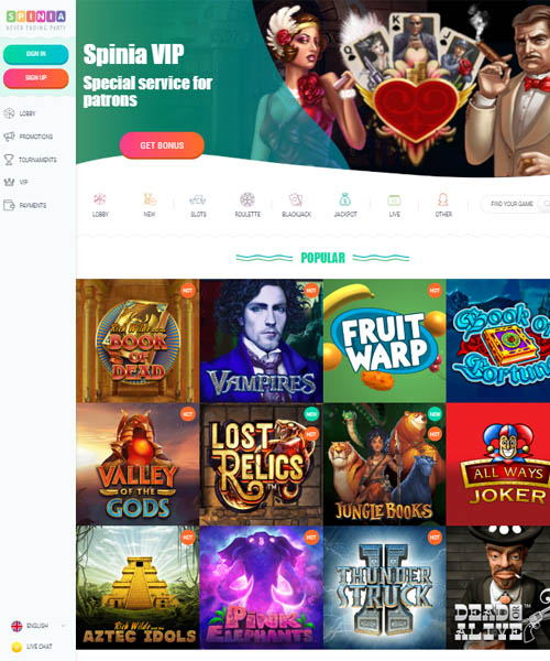 Spinia Casino review