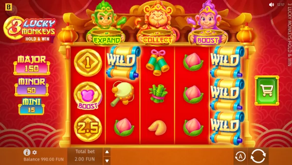 3 Lucky Monkeys Base Game Screenshot – Showing Features