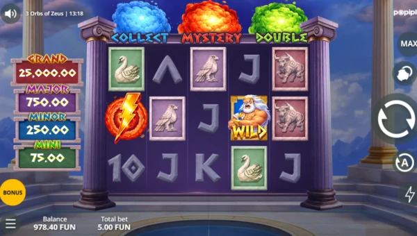 3 Orbs of Zeus Base Game Screenshot – Showing Features