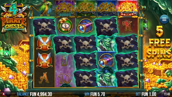 4 Pirate Chests bonus game