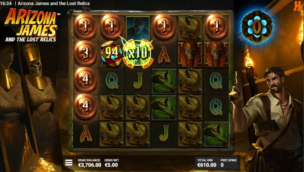 Arizona James and the Lost Relics Bonus Game – Free Spins Features