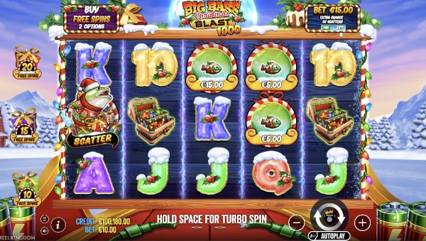 Big Bass Christmas Blast 1000 Base Game Screenshot – Showing Features
