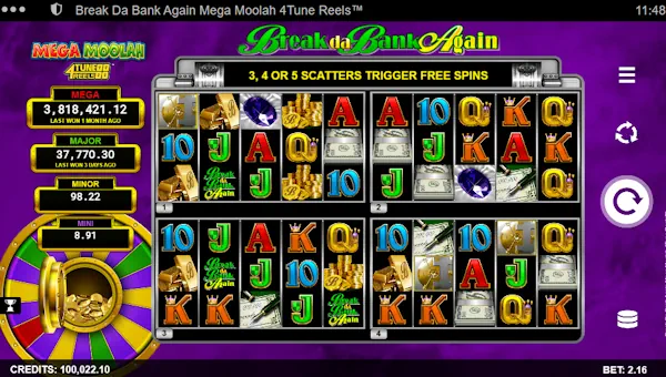 Break Da Bank Again Mega Moolah 4Tune Reels base game review