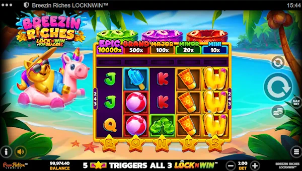 Breezin Riches Base Game Screenshot – Showing Features