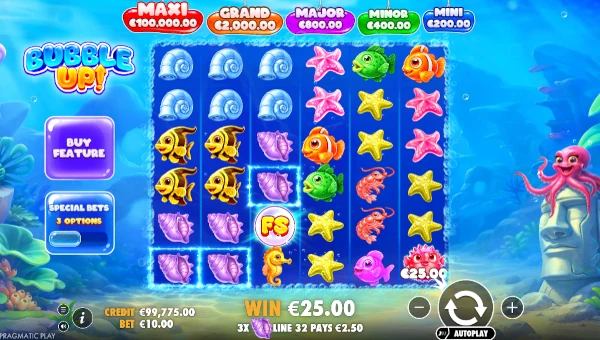 Bubble Up Base Game Screenshot – Showing Features