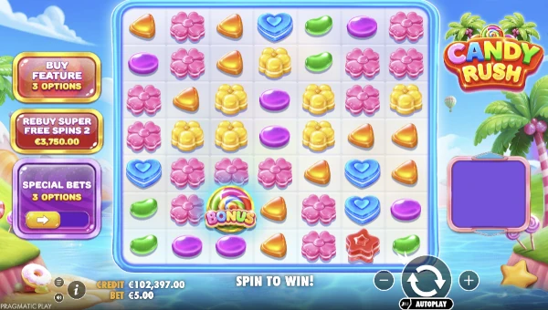 Candy Rush Base Game Screenshot – Showing Features
