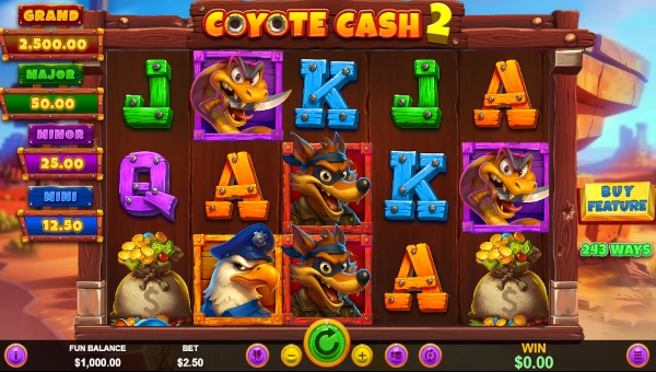 Coyote Cash 2 Base Game Screenshot – Showing Features