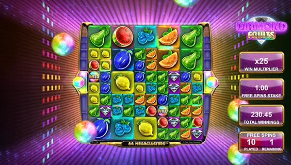 Diamond Fruits Megaclusters free spins