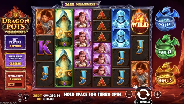 Dragon Pots Megaways Base Game Screenshot – Showing Features
