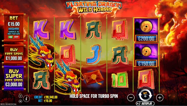 Floating Dragon Wild Horses Base Game Screenshot – Showing Features