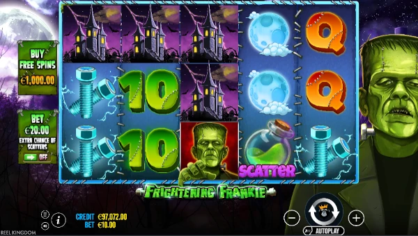 Frightening Frankie Slot Base Game by Pragmatic Play and Reel Kingdom