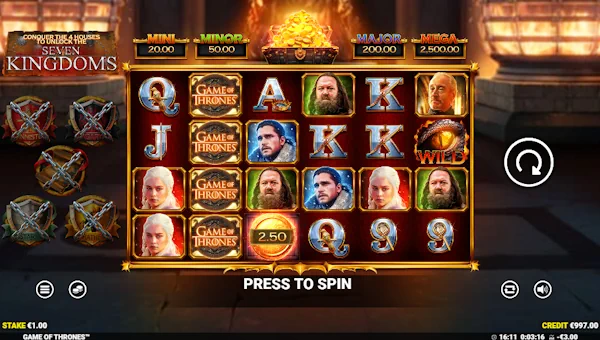Game of Thrones Slot Base Game Screenshot