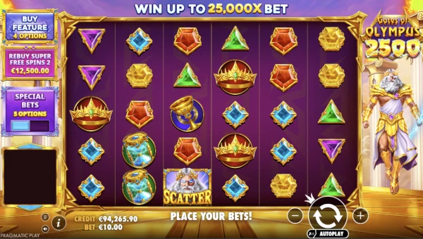 Gates of Olympus 2500 Base Game Screenshot – Showing Features