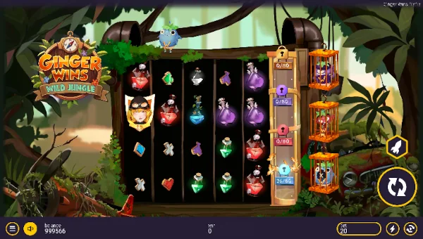 Ginger Wins Wild Jungle Base Game Screenshot – Showing Features