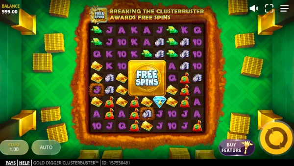 Gold Digger Clusterbuster Base Game Screenshot – Showing Features