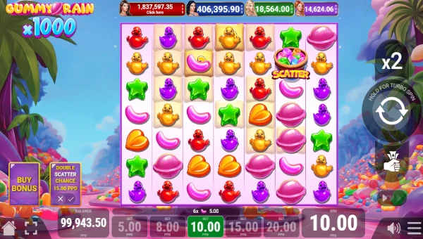 Gummy Rain x1000 Base Game Screenshot – Showing Features
