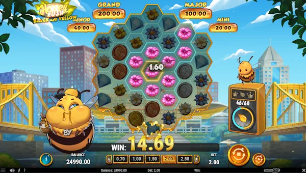 Honey Rush Black and Yellow Bonus Game – Free Spins Features