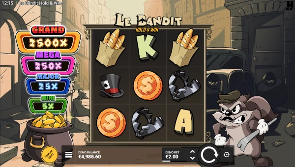 Le Bandit Hold and Win Base Game Screenshot – Showing Features