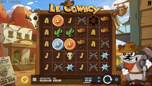 Le Cowboy Slot Base Game by Hacksaw Gaming
