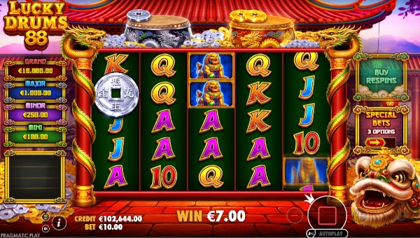 Lucky Drums 88 Base Game Screenshot – Showing Features