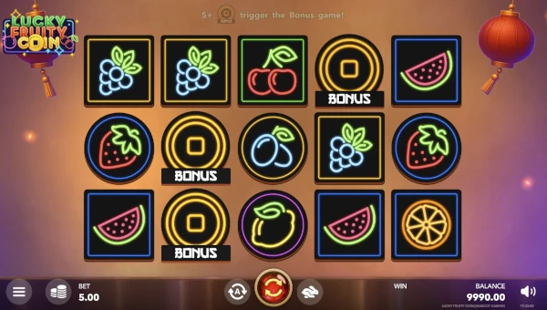 Lucky Fruity Coin Base Game Screenshot – Showing Features