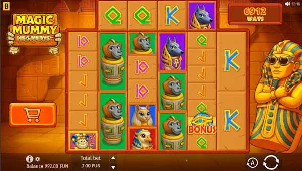 Magic Mummy Megaways Base Game Screenshot – Showing Features