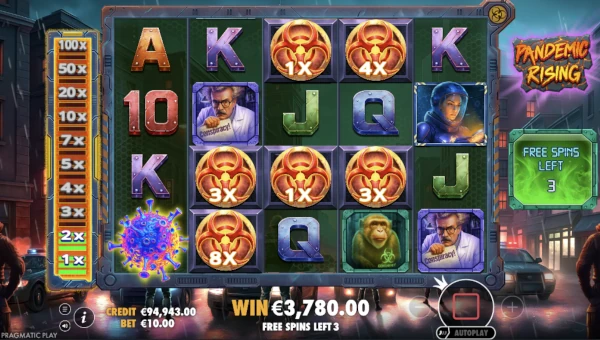 Pandemic Rising Slot Free Spins Feature Free Spins Screenshot