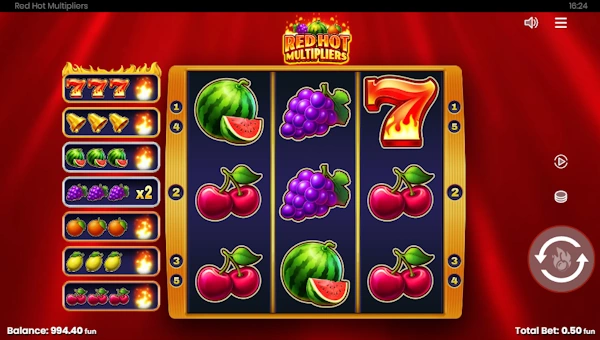 Red Hot Multipliers Base Game Screenshot – Showing Features