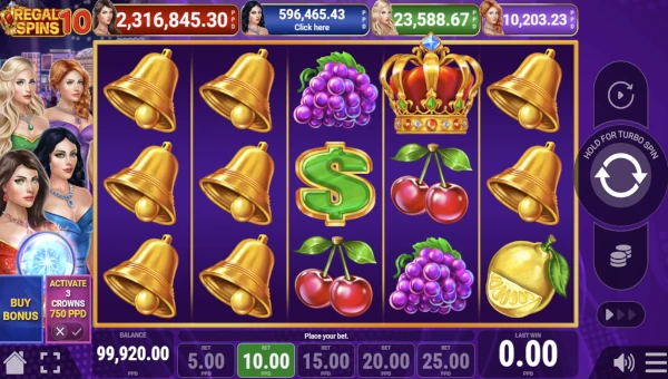 Regal Spins 10 Base Game Screenshot – Showing Features
