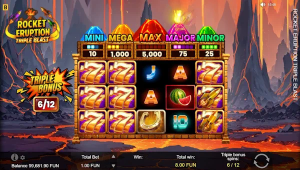 Rocket Eruption Triple Blast Bonus Game – Free Spins Features