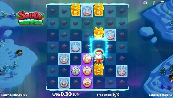 Santa Hopper slot free spins with hopping Santa and sticky multipliers