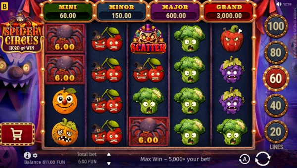 Spider Circus Base Game Screenshot – Showing Features