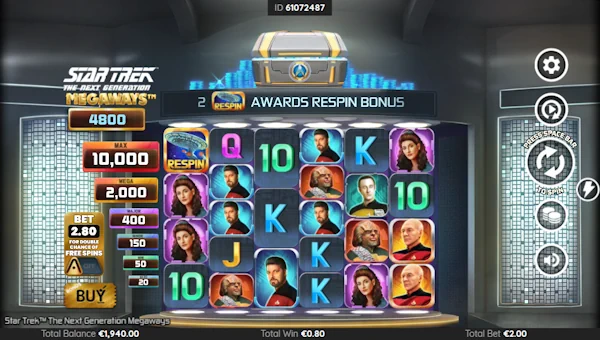 Star Trek The Next Generation Megaways Base Game Screenshot – Showing Features