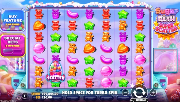 Sugar Rush Super Scatter Base Game Screenshot – Showing Features