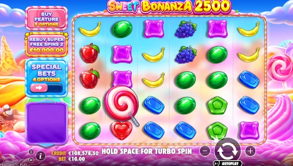 Sweet Bonanza 2500 Base Game Screenshot – Showing Features