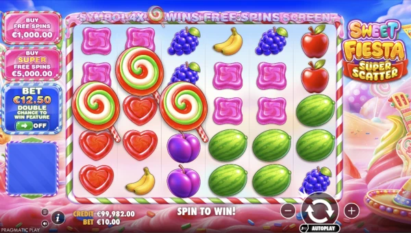 Sweet Fiesta Super Scatter Base Game Screenshot – Showing Features