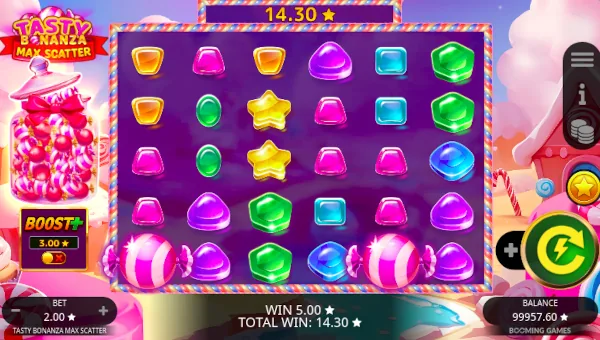 Tasty Bonanza Max Scatter Base Game Screenshot – Showing Features