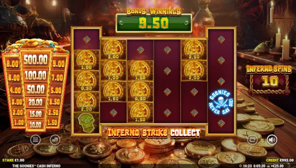 The Goonies Cash Inferno Bonus Game – Free Spins Features