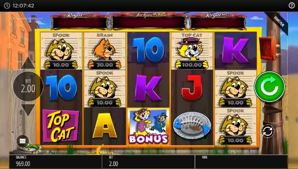 Top Cat Most Wanted Jackpot King base game review