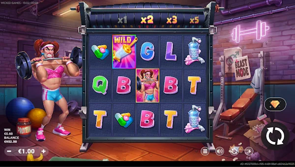 Transformers slot base game grid with symbols and multiplier meter