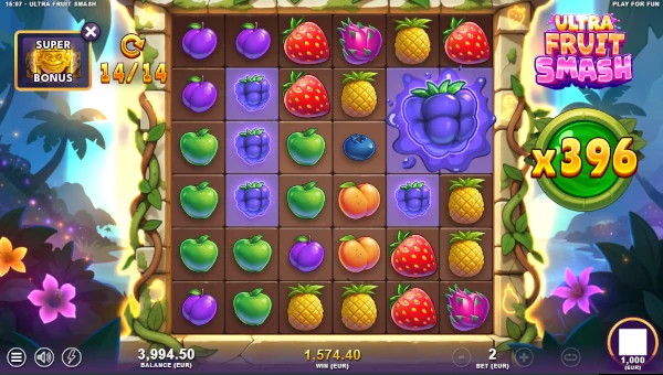 Ultra Fruit Smash slot free spins screenshot