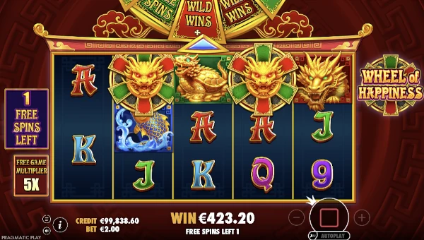 Wheel of Happiness Bonus Game – Free Spins Features